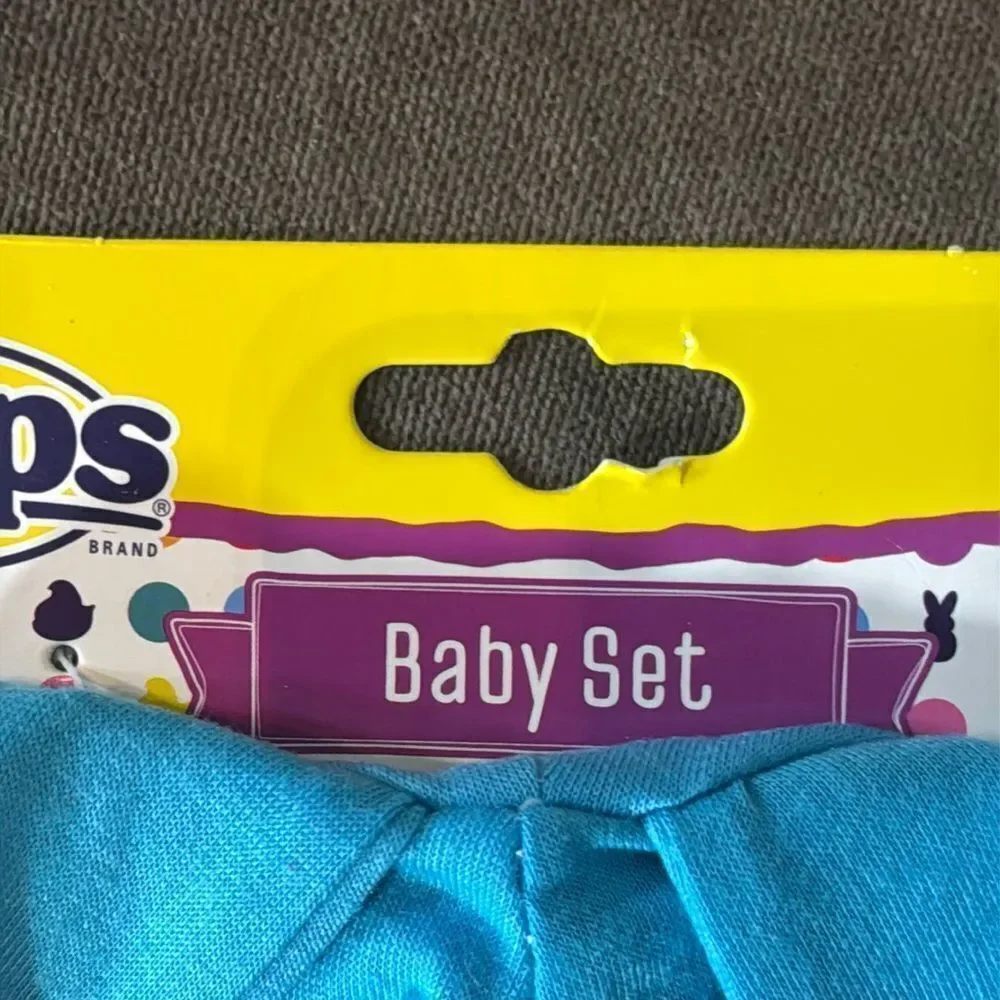 Blue Peeps Easter Infant Baby 3 Piece Set - Hat Bib & Bunny Booties NEW